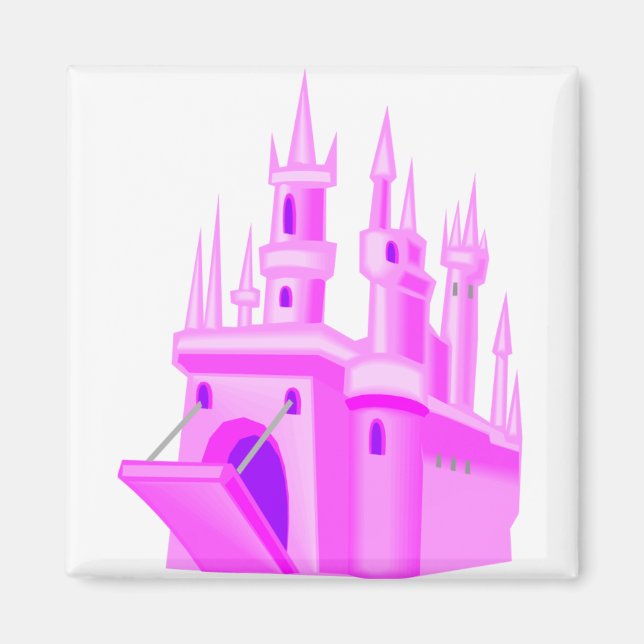 Pink Fairytale Hochzeitsburg Magnet (Vorne)