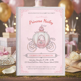 Pink Fairytale Princess Storybook Birthday Party Einladung