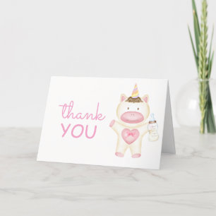 Pink Fairytale Unicorn Flasche Baby Dusche Dankeskarte