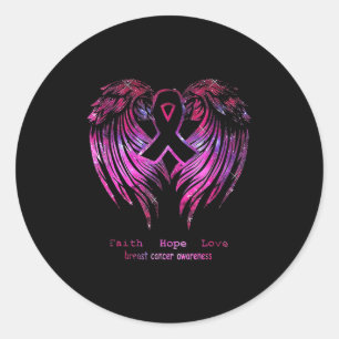 Pink Faith Hope Liebe Wings Breast Cancer Awarenes Runder Aufkleber