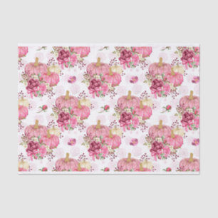 PINK FALL AUTUMN PUMPKINS & WATERCOLOR BLUME SEIDENPAPIER
