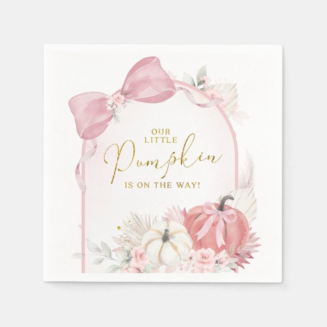 Pink Fall Floral Coquette Pumppaper Serviette (Vorderseite)