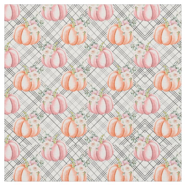Pink Fall Pumpkin Pattern Stoff (Nahaufnahme)