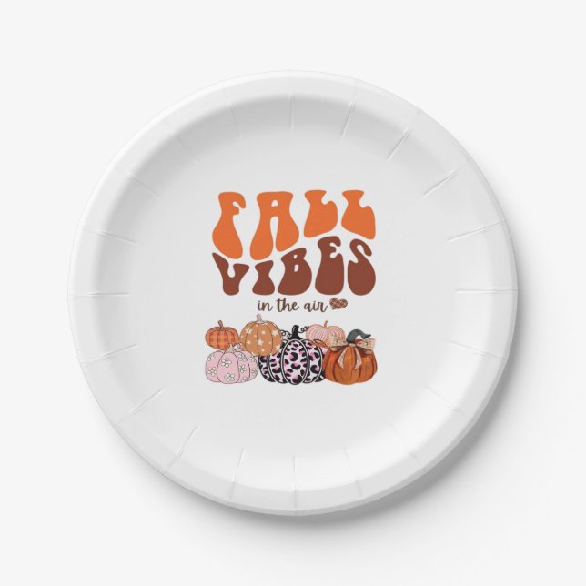Pink Fall Pumpkin T - Shirt � Niedliche Herbst Gra Pappteller (Vorderseite)