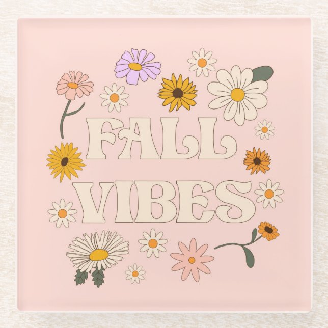Pink Fall Vibes Glasuntersetzer (Vorderseite)