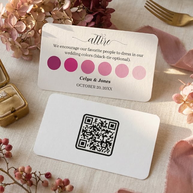 PINK Fall Wedding Attire Dress Code Palette  Begleitkarte (PINK Fall Wedding Attire Dress Code Palette Enclosure Card)