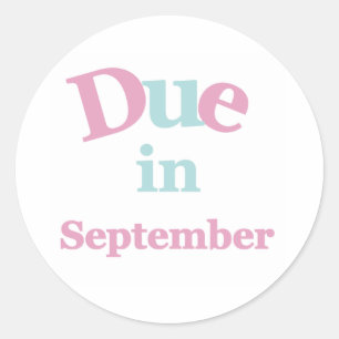 Pink fällig im September Runder Aufkleber