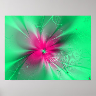 Pink Fantasy Blume auf grün, Poster