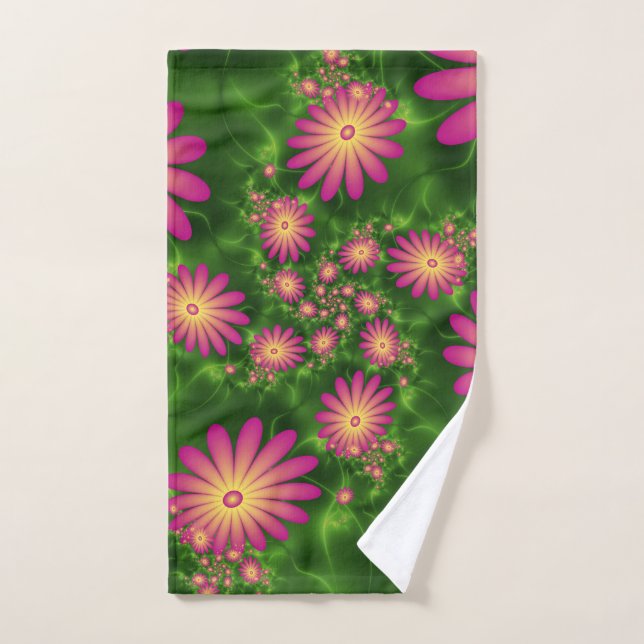 Pink Fantasy Blume Moderne Abstrakte Fraktal Kunst Handtuch (Handtuch)