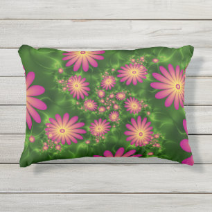 Pink Fantasy Blume Moderne Abstrakte Fraktal Kunst Kissen Für Draußen