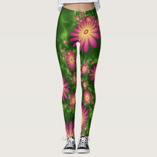 Pink Fantasy Blume Moderne Abstrakte Fraktal Kunst Leggings