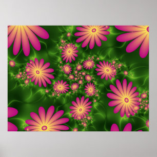 Pink Fantasy Blume Moderne Abstrakte Fraktal Kunst Poster
