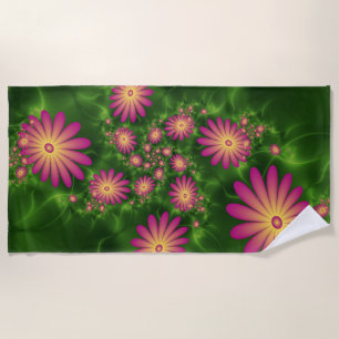 Pink Fantasy Blume Moderne Abstrakte Fraktal Kunst Strandtuch