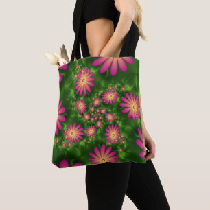 Pink Fantasy Blume Moderne Abstrakte Fraktal Kunst Tasche