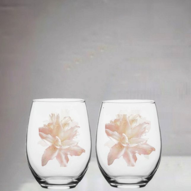Pink Fantasy Lily Weinglas Ohne Stiel (This Pink Fantasy Lily Stemless Wine Glass Set, would make a lovely gift!)