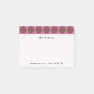 Pink-farbige Polka-Punktmuster Post-it Klebezettel