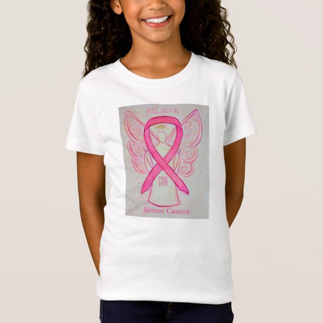 Pink-farbiges Angel-Shirt des Brustkrebses T-Shirt (Vorderseite)