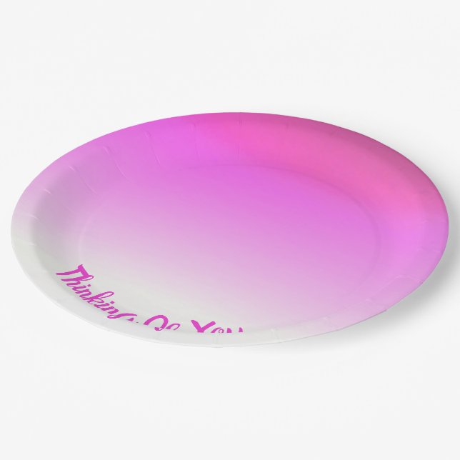 Pink-Farbtöne Pappteller (Schrägansicht)