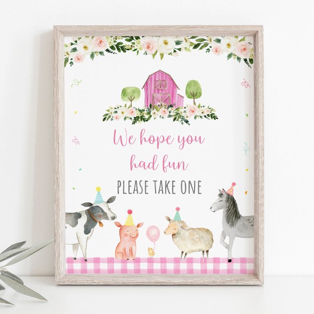 Pink Farm Animal Birthday Party Gefallen Unterschr Poster (Von Creator hochgeladen)