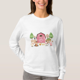 Pink Farm Animals Baby Dusche T-Shirt