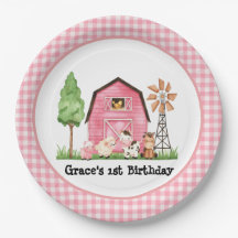 Pink Farm Erstgeburtstag Teller