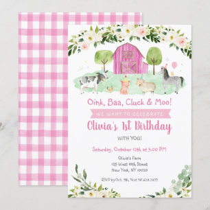 Pink Farm Floral Geburtstag Einladung