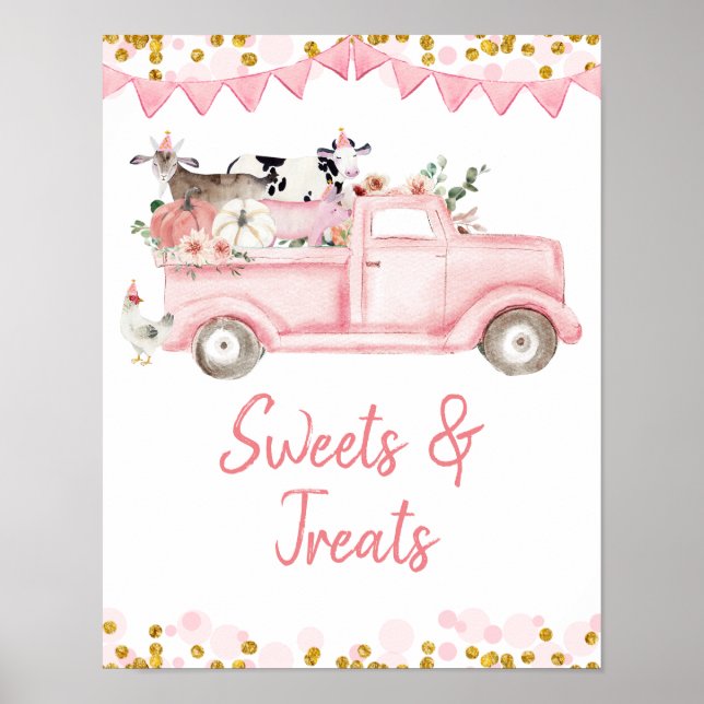 Pink Farm LKW Pumpkin Drive Mit Süßigkeiten und Le Poster (Vorne)