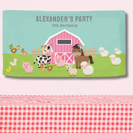PINK FARM PARTY EINLADUNG BANNER
