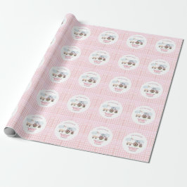 Pink Farm Tractor Girl Any Age Birthday Geschenkpapier
