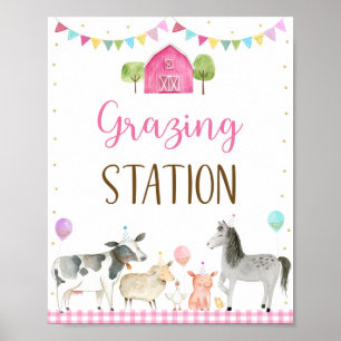 Pink Farm Weidestation Geburtstagszeichen Poster