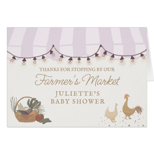 Pink Farmers Market Farm Carte de remerciements fr (Devant Horizontal)