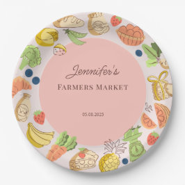 Pink Farmers Market Farm Fresh Birthday Pappteller