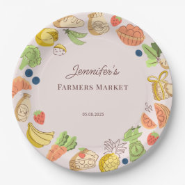 Pink Farmers Market Farm Fresh Birthday Pappteller