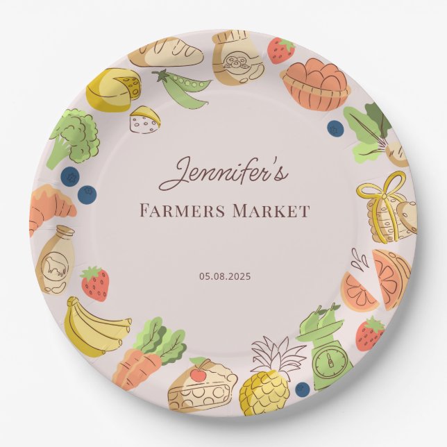 Pink Farmers Market Farm Fresh Birthday Pappteller (Vorderseite)