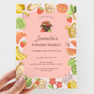 Pink Farmers Market Organic Farm Fresh Birthday Einladung