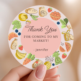 Pink Farmers Market Party Favor Thank You Runder Aufkleber
