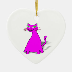 Pink Fat Cat Keramikornament