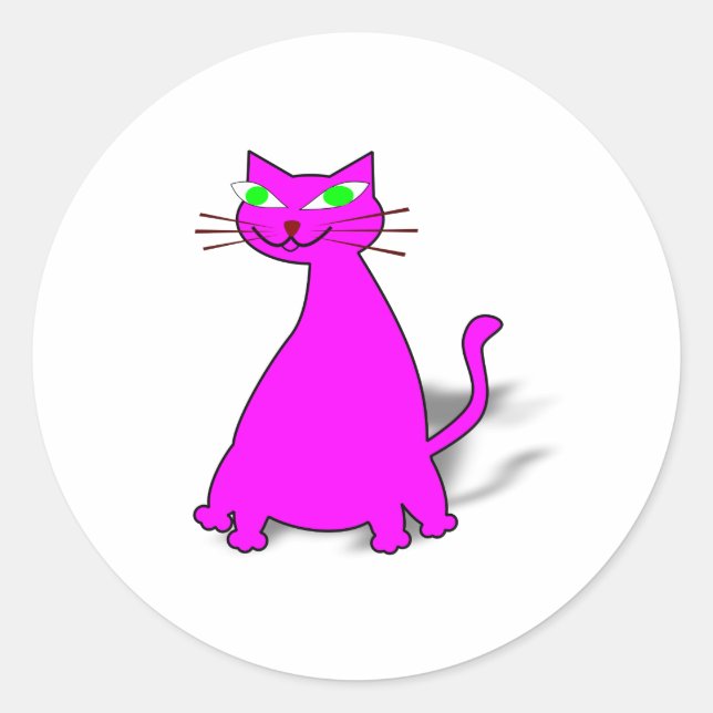 Pink Fat Cat Runder Aufkleber (Vorderseite)