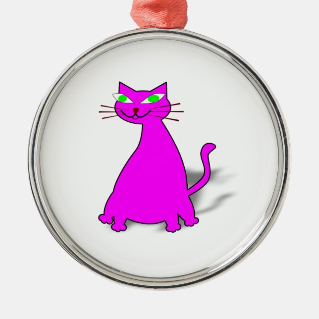 Pink Fat Cat Silbernes Ornament (Vorne)