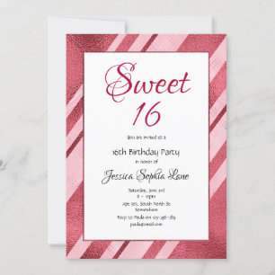 Pink Faux Foil Sweet 16 Anniversaire Invitation