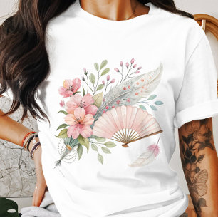 Pink Feathers and Fan T - Shirt