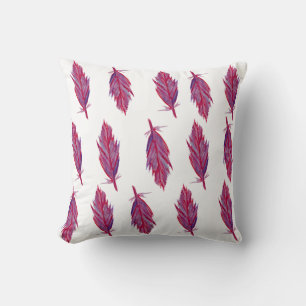 Pink Feathers Wasserfarbe Kissen