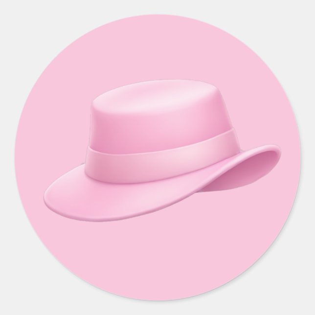 Pink Fedora Emoji - Runder Aufkleber (Vorderseite)