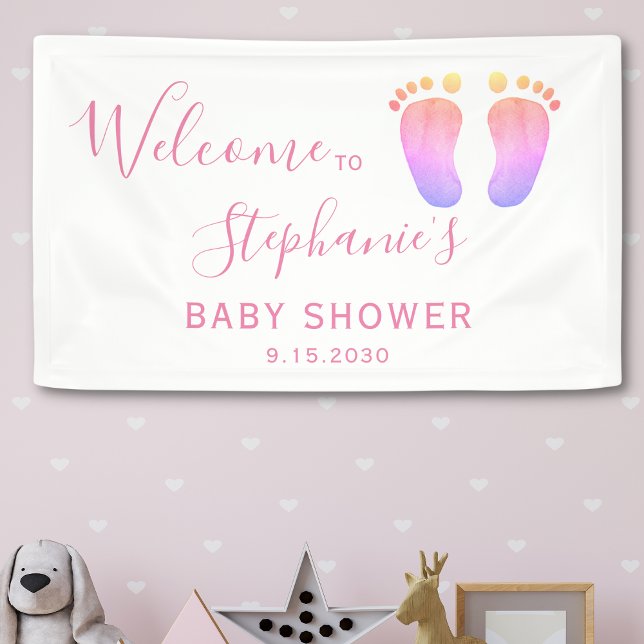 Pink Feet Baby Dusche Banner (Von Creator hochgeladen)