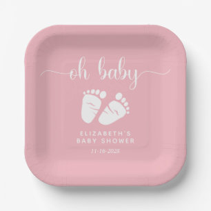 Pink Feet Baby Girl Dusche Pappteller