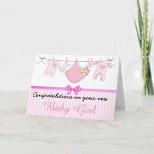 Pink Félicitations pour votre nouvelle carte bébé 