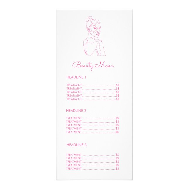 Pink Female Line Zeichnend Beauty Business Menü (Vorne)