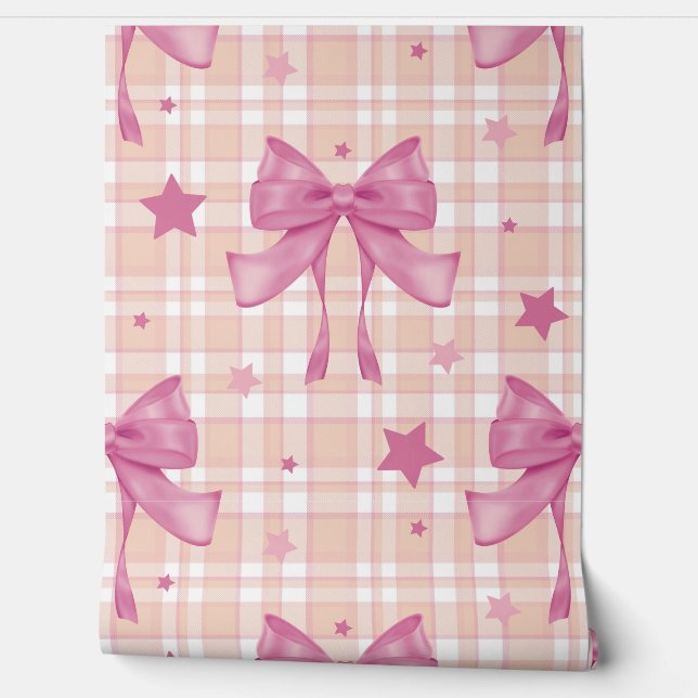 Pink Feminine Coquette Bows Tapete (Abrollen)
