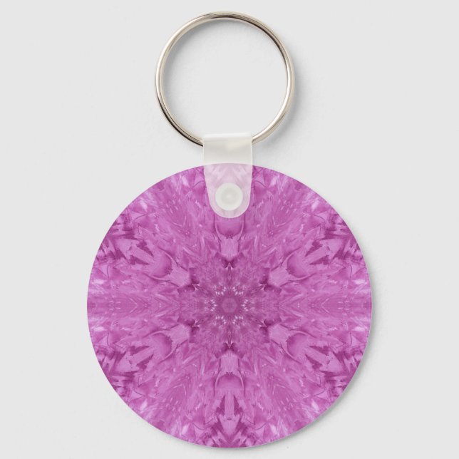 Pink Feminine Lace Kaleidoscope Snowflake Schlüsselanhänger (Vorderseite)