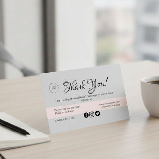 Pink Feminine Loyalty & Thank You Card for Small  Visitenkarte